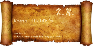 Kmetz Miklós névjegykártya